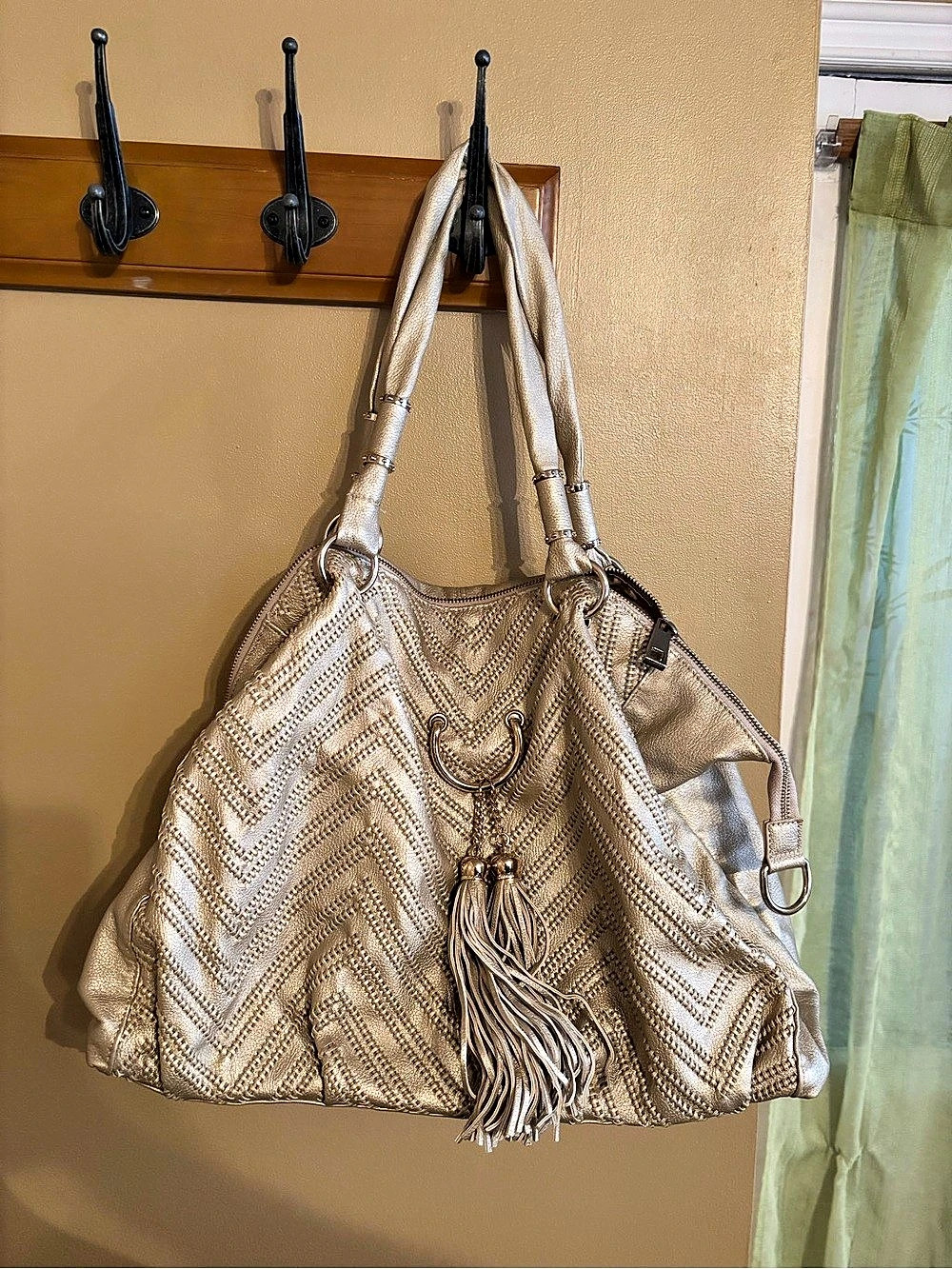 Lionel Geometric Hobo Bag in Beige